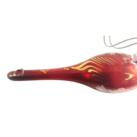 Handcrafted Egyptian Red Glass Ornament With 24K Gold Trim Accents - Picture 3 of 8